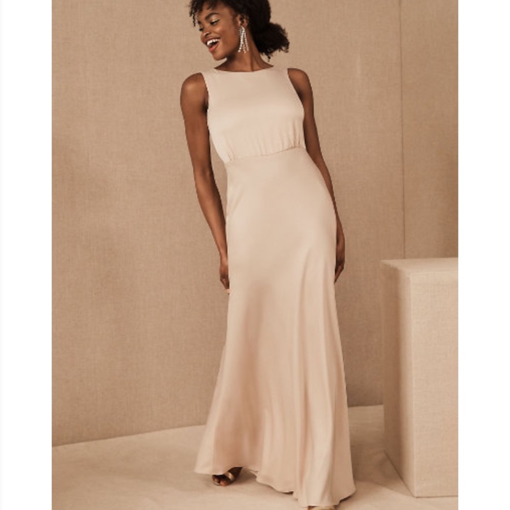 BHLDN Beckett Satin Charmeuse Maxi Dress- Oyster